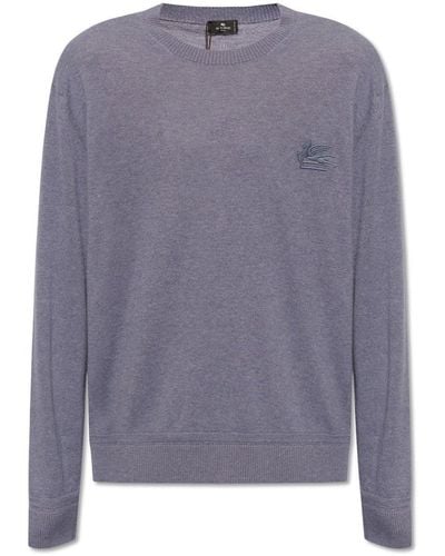 Etro Sweater With Logo, - Purple