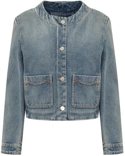 Givenchy Blouson In Jeans With 4g - Blue