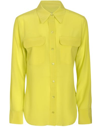 Equipment Round Hem Patched Pocket Plain Shirt - Yellow