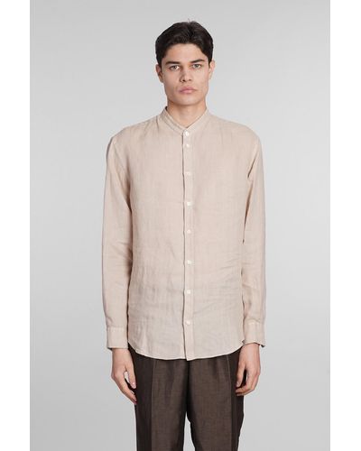 Emporio Armani Shirt In Beige Linen - Natural