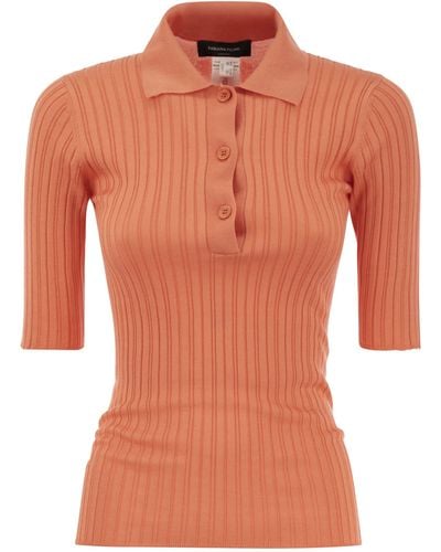 Fabiana Filippi Silk And Cotton Blend Polo Shirt - Orange