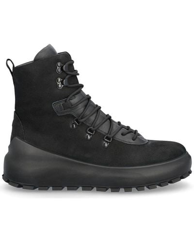 Stone Island Round-toe Lace-up Ankle Boots - Black