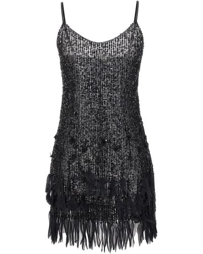 Elisabetta Franchi Fringed Sequin Dress - Black