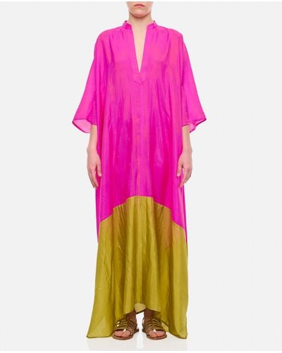 THE ROSE IBIZA Silk Bicolor Tunic Dress - Pink