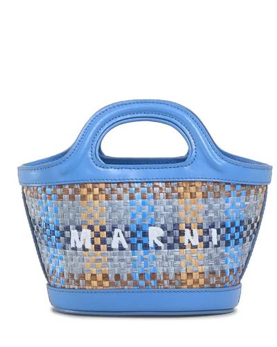 Marni Leather And Raffia Effect Fabric Tropicalia Micro Bag - Blue