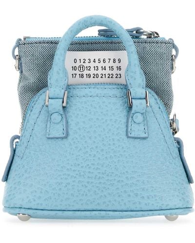 Maison Margiela Light Leather And Fabric 5Ac Classique Baby Handbag - Blue