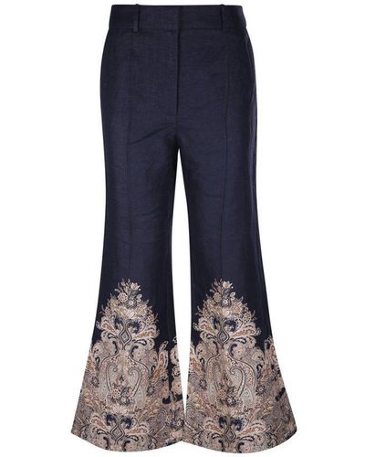 Zimmermann Paisley Printed Flared Trousers - Blue