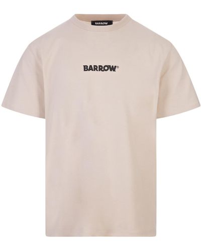 Barrow Dove T-Shirt With Front And Back Logo Print - Brown