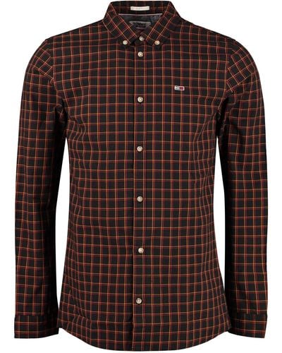 Tommy Hilfiger Checked Cotton Shirt - Brown