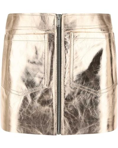 Saint Laurent Rose Leather Mini Skirt - Metallic
