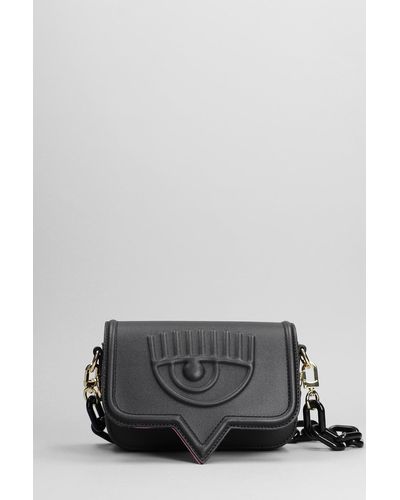 Chiara Ferragni Shoulder Bag In Black Faux Leather - Gray
