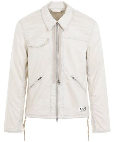 Acne Studios Logo Patch Zipped Jacket - White