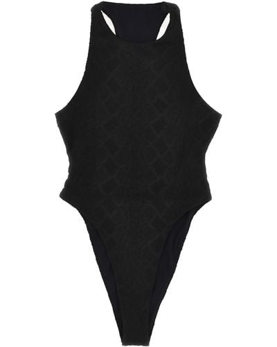 Saint Laurent Jacquard Python Bodysuit - Black