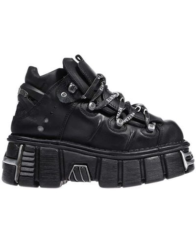 Vetements Leather Platform Sneakers - Black