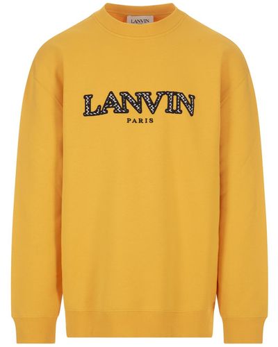 Lanvin Yellow Sweatshirt With Embroidered Curb Logo
