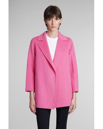 Theory Clairene Coat In Rose-pink Wool
