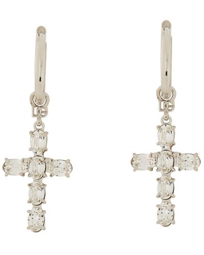 Dolce & Gabbana Earrings With Crosses - White