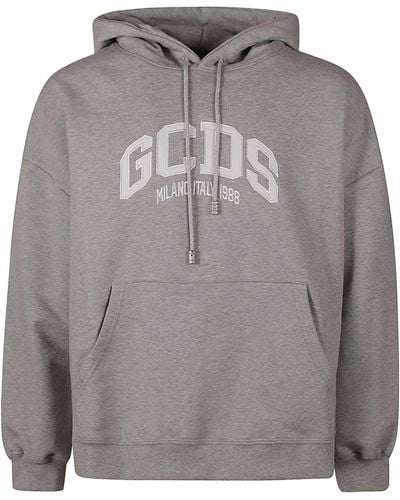 Gcds Logo Loose Hoodie - Gray