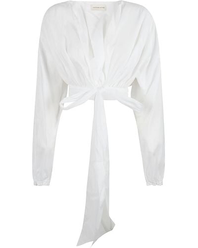 Alexandre Vauthier V-Neck Wrap Oversized Top - White