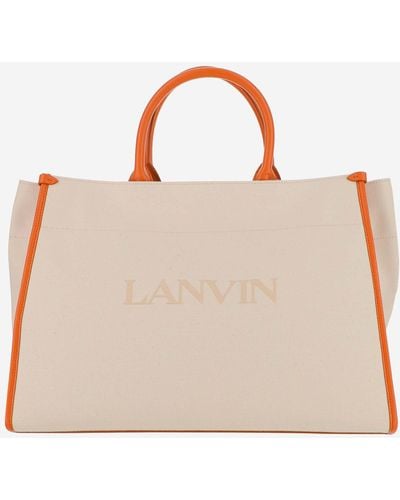 Lanvin Logo Canvas Tote Bag - Natural