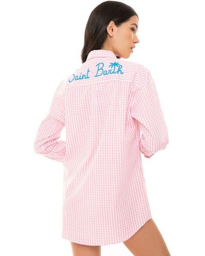 Mc2 Saint Barth Gingham Shirt With St. Barth Embroidery - Pink