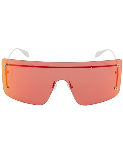 Spike Studs Mask Sunglasses in Red/Silver