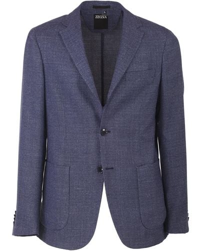 ZEGNA Single-breasted Jacket - Blue