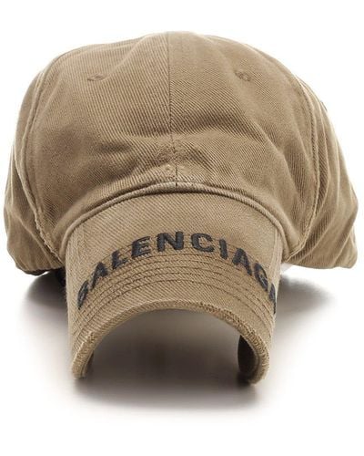 Balenciaga Distressed Cotton Baseball Hat - Natural