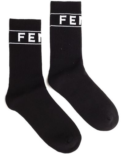 Fendi Soft Cotton Terry Socks - Black
