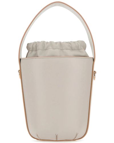 Chloé Light Pink Leather Bucket Bag - White
