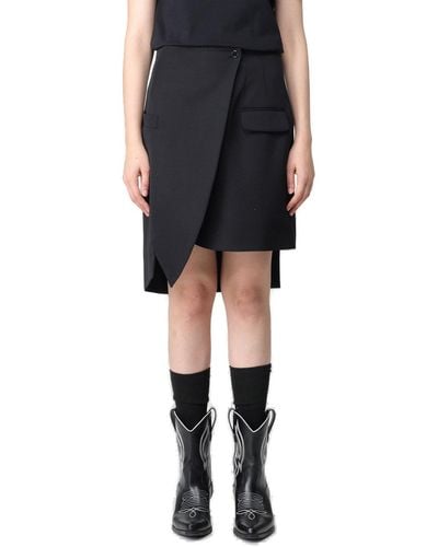 Moschino Asymmetric Wrap Designed Mini Skirt - Black