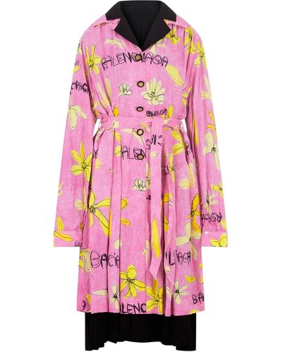 Balenciaga Daisies Reversible Coat Dress - Pink