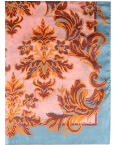 Etro Printed Silk Scarf - Orange