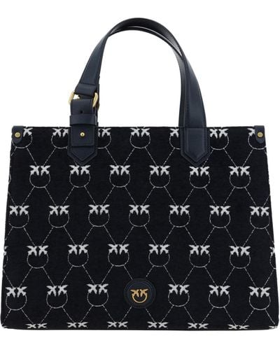 Pinko Monogram Jacquard Shopper Box Bag - Black