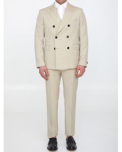 Tonello Sand-Colored Wool Two-Piece Suit - Natural