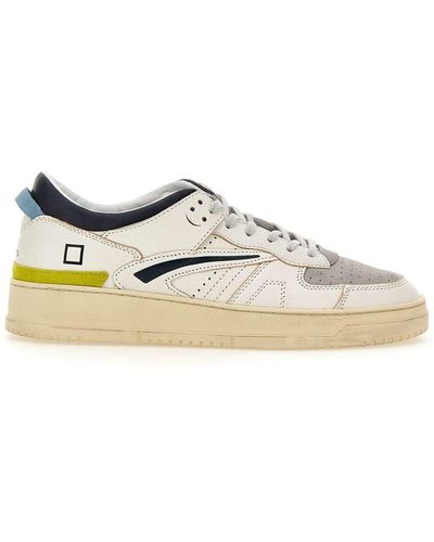 Date Torneo Colored Leather Trainers - White