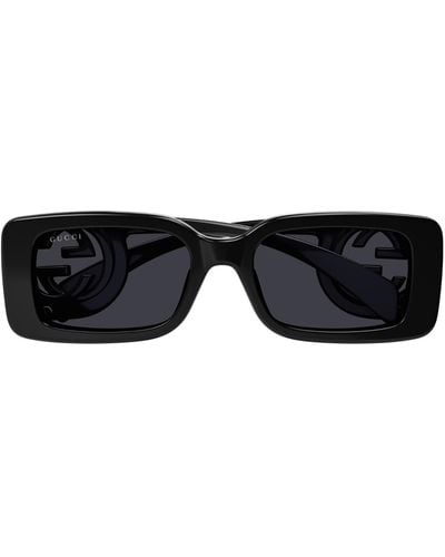 Gucci Chaise Longue 54mm Rectangular Sunglasses - Black