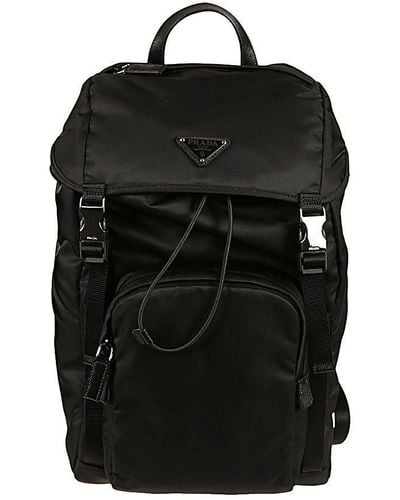 Prada Logo-plaque Multi-pocket Backpack - Black