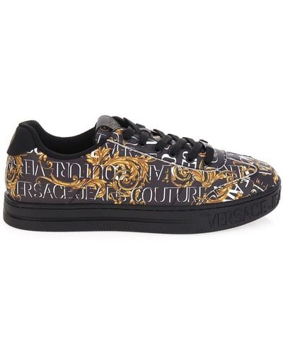 Versace Barocco Printed Lace-Up Trainers - Black