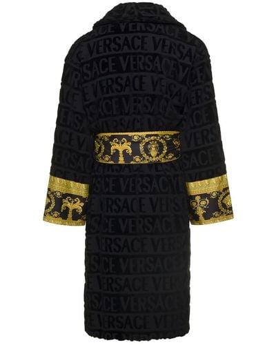 Versace Bathrobe With Baroque Pattern - Black