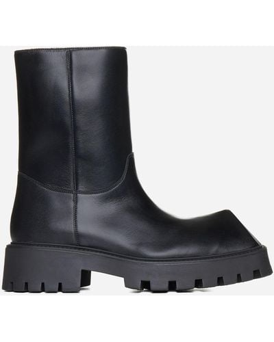 Balenciaga Rhino Leather Ankle Boots - Black