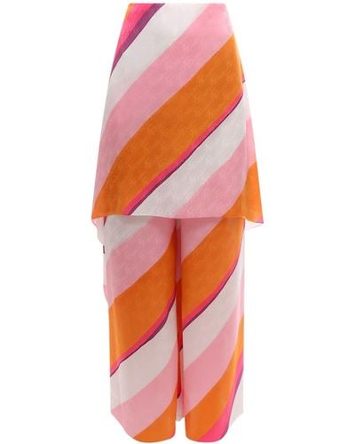 Fendi Ff Color-block Draped Trousers - Orange