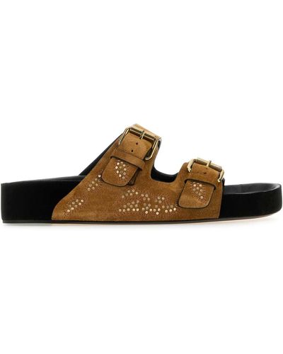 Isabel Marant Caramel Suede Lennyo Slippers - Brown