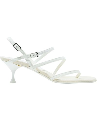 Giampaolo Viozzi Leather Heel Sandals - White