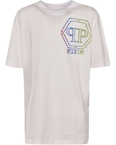 Philipp Plein Logo Embellished Crewneck T-Shirt - White