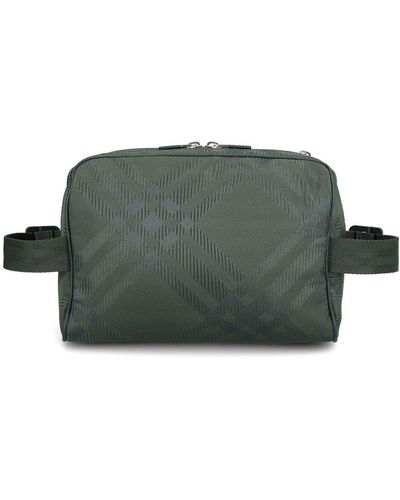 Burberry Check-Jacquard Zipped Belt Bag - Green