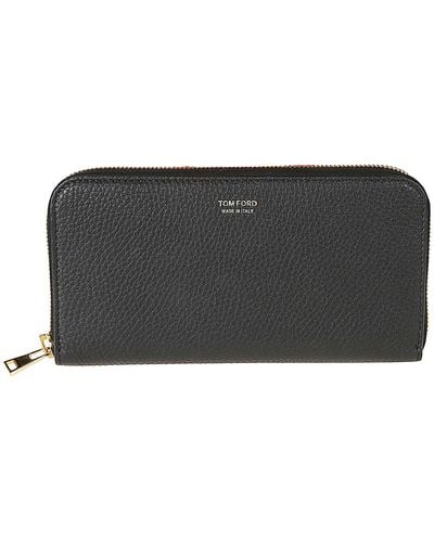 Tom Ford Grained Leather Zip-Around Wallet - Black