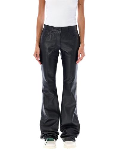 Off-White c/o Virgil Abloh Slim Flared Leather Trousers - Black