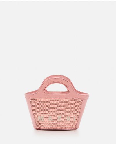 Marni Micro Tropicalia Raffia Bucket Bag - Pink