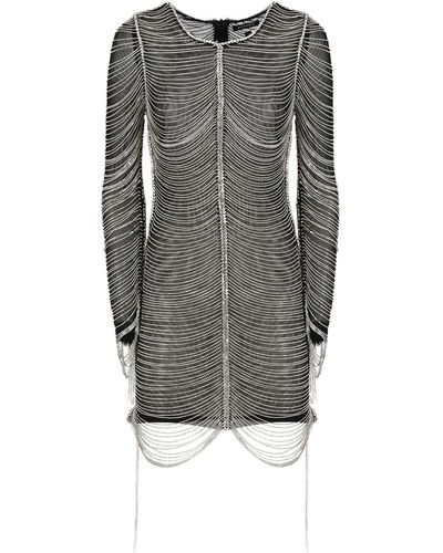 retroféte Dress With Rhinestone - Gray